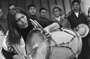 Musica Foklorica Argentina , Mercedes Sosa accompanies herself on a drum, March 2, 1967, folklore, music, The Netherlands, 20th century press agency photo, news to remember, documentary, historic photography 1945-1990, visual stories, human history of the Twentieth Century, capturing moments in time. (Photo by: Sepia Times/ Universal Images Group via Getty Images)