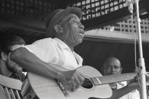 Mississippi John Hurt  and Brownie McGhee at Newport Folk Festival, 28th July 1963. (Photo by John Byrne Cooke Estate/Getty Images)